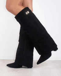 Black straight-cut suede